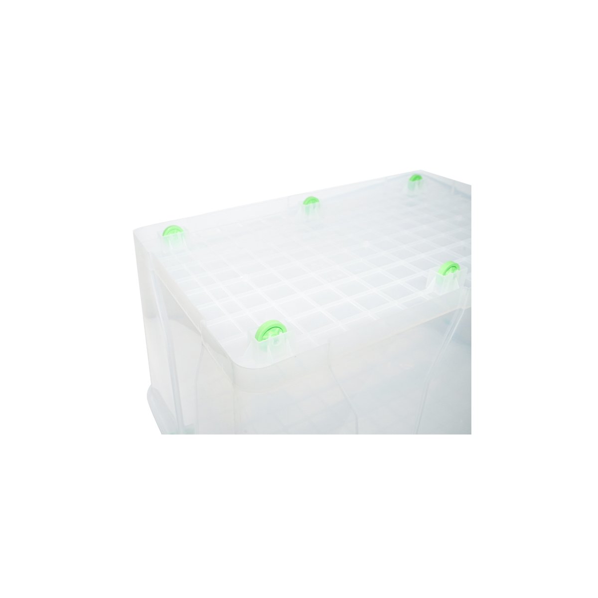 Cutie depozitare 120L cu capac si roti din plastic transparenta 800x515x420mm